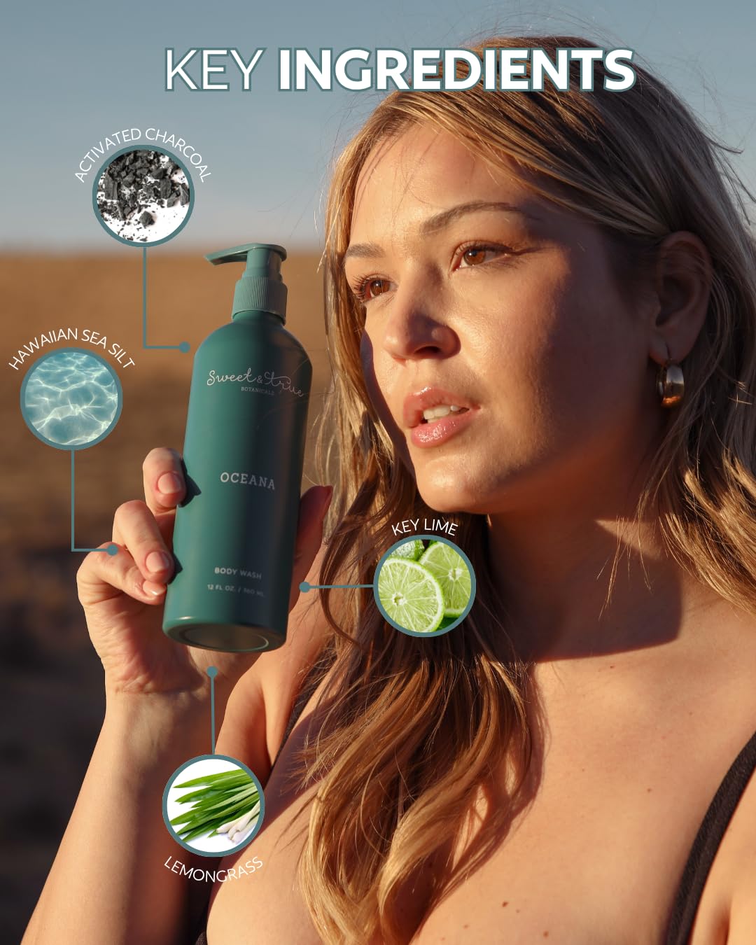 Sweet & True - Oceana pH Balanced Body Wash | Gentle Daily Cleanser for Face, Body & Intimate Areas | Clean Botanical Blend