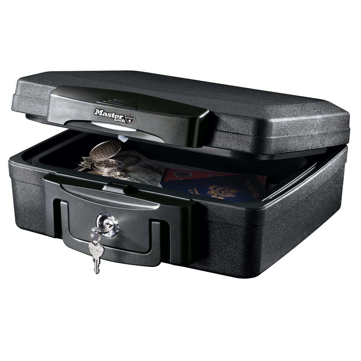 Master Lock Tresor Feuerfest und Wasserdicht mit Schlüssel, Dreifacher Schutz - Flug, Feuer und Flut, 4.9L, 15.6 x 36.2 x 33 cm