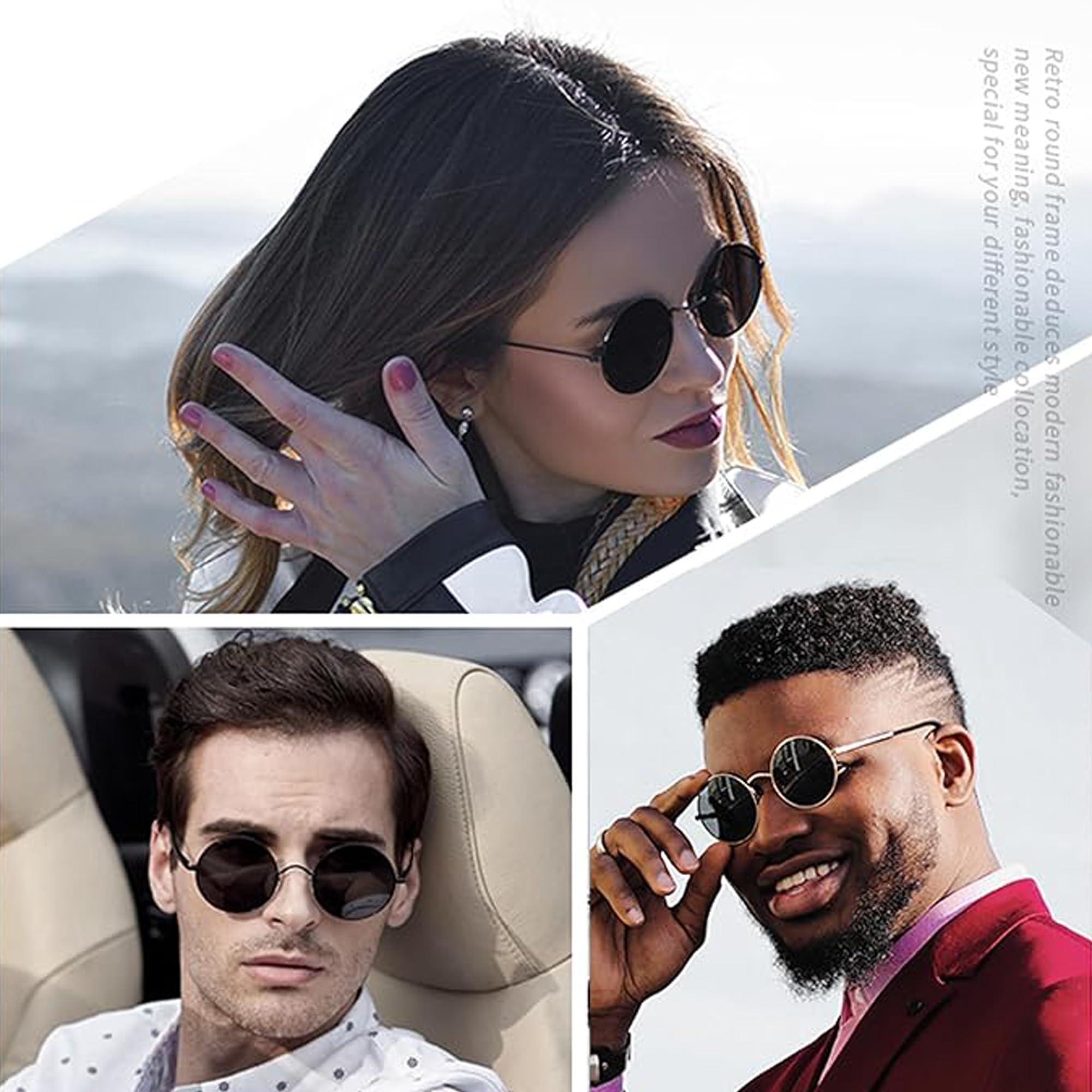 Joopin Occhiali da Sole Uomo Donna Rotondi Polarizzati Protezione UV400 Retro Vintage Metallo Piccoli Tondi Occhiali da Sole
