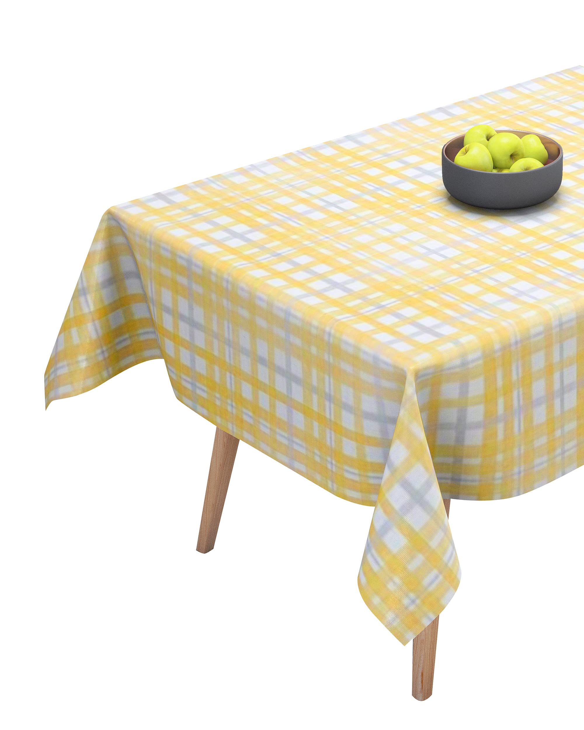 Cheerhunting Waterproof Tablecloth 60 x 84 Inch Resistant Decorative Fabric Table Cover for Dining Table, Buffet Parties and Camping, Outdoor and Indoor Use, Plaid, Yellow