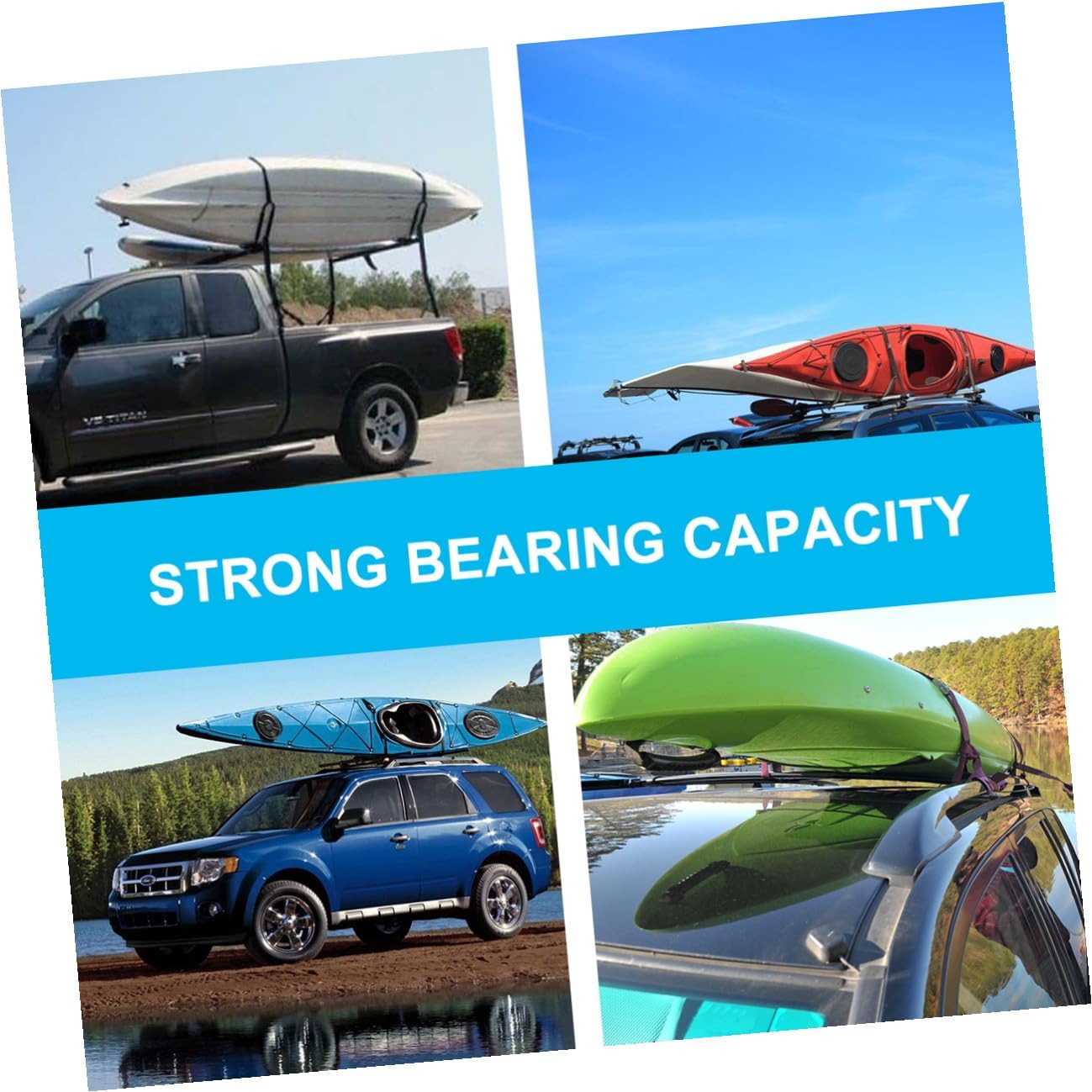 SUPVOX Detachable Kayak and Canoe Roof Rack 2pcs, Black Steel Car Roof Cargo Carrier Compatible with SUV, Outdoor Water Sports Storage Rack