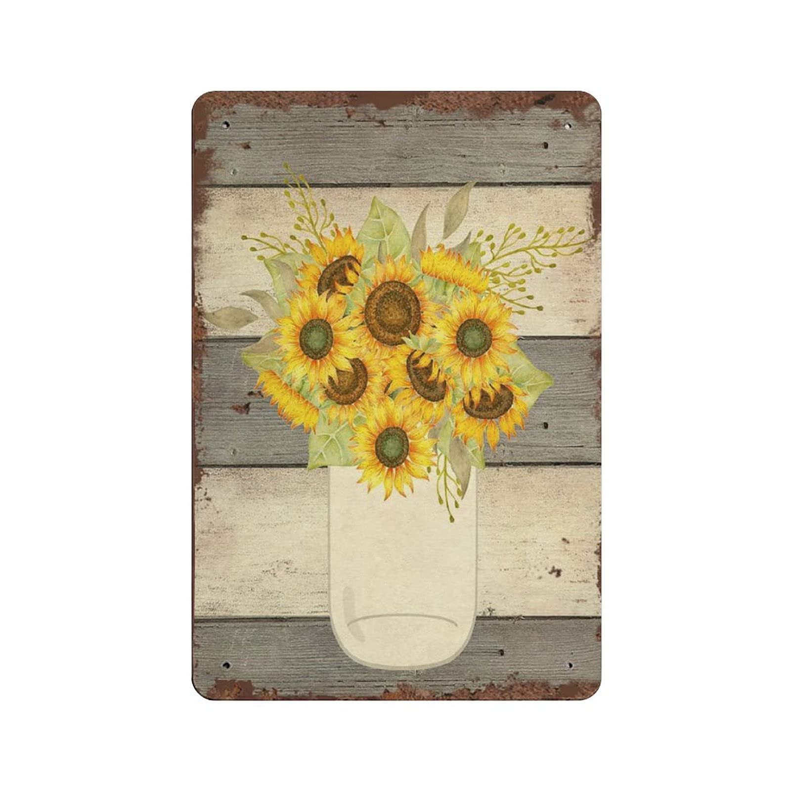Metal Tin Sign A Bunch of Sunflower Vintage Tin Poster Metal Sign Wall Decoration Country Kitchen Home Garage Decor 12"x8"