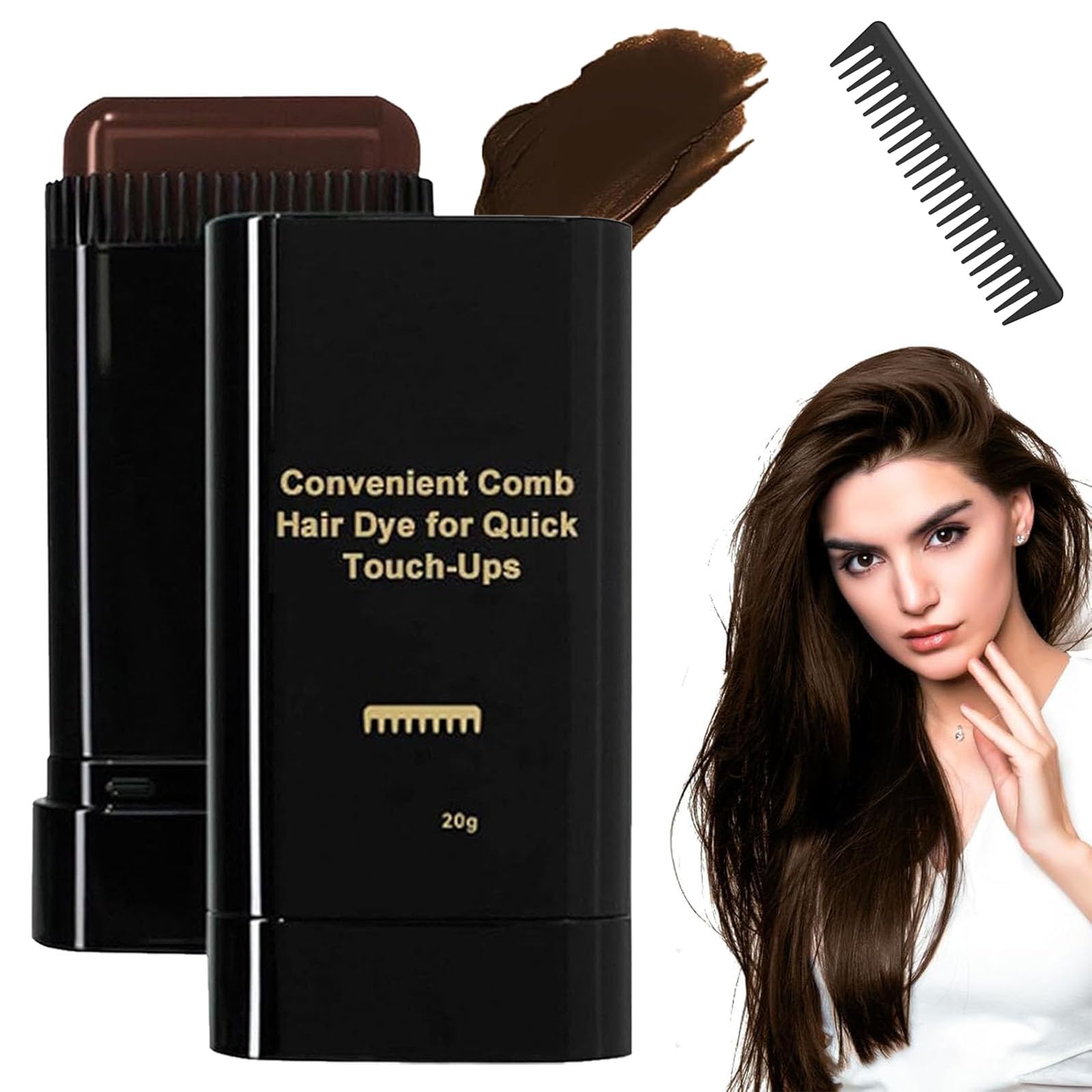 Hair Color Stick, 2025 Upgraded Waterproof and Sweat-Proof Hair Dye, Portable Hair Color Touch-Up stick with Comb, 2-in-1 Touch-Up Comb for Gray Hair