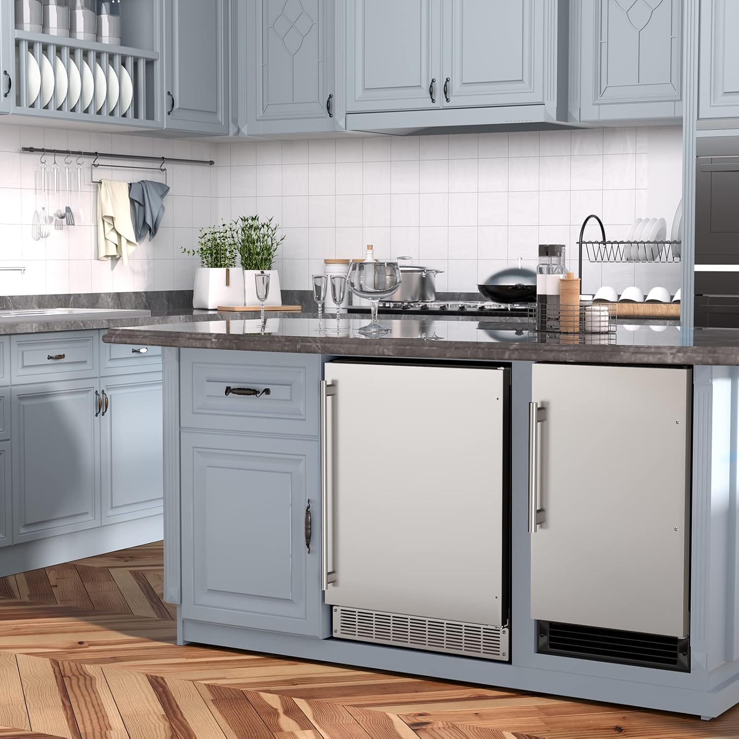 COTLIN refrigerator installed under an indoor kitchen counter