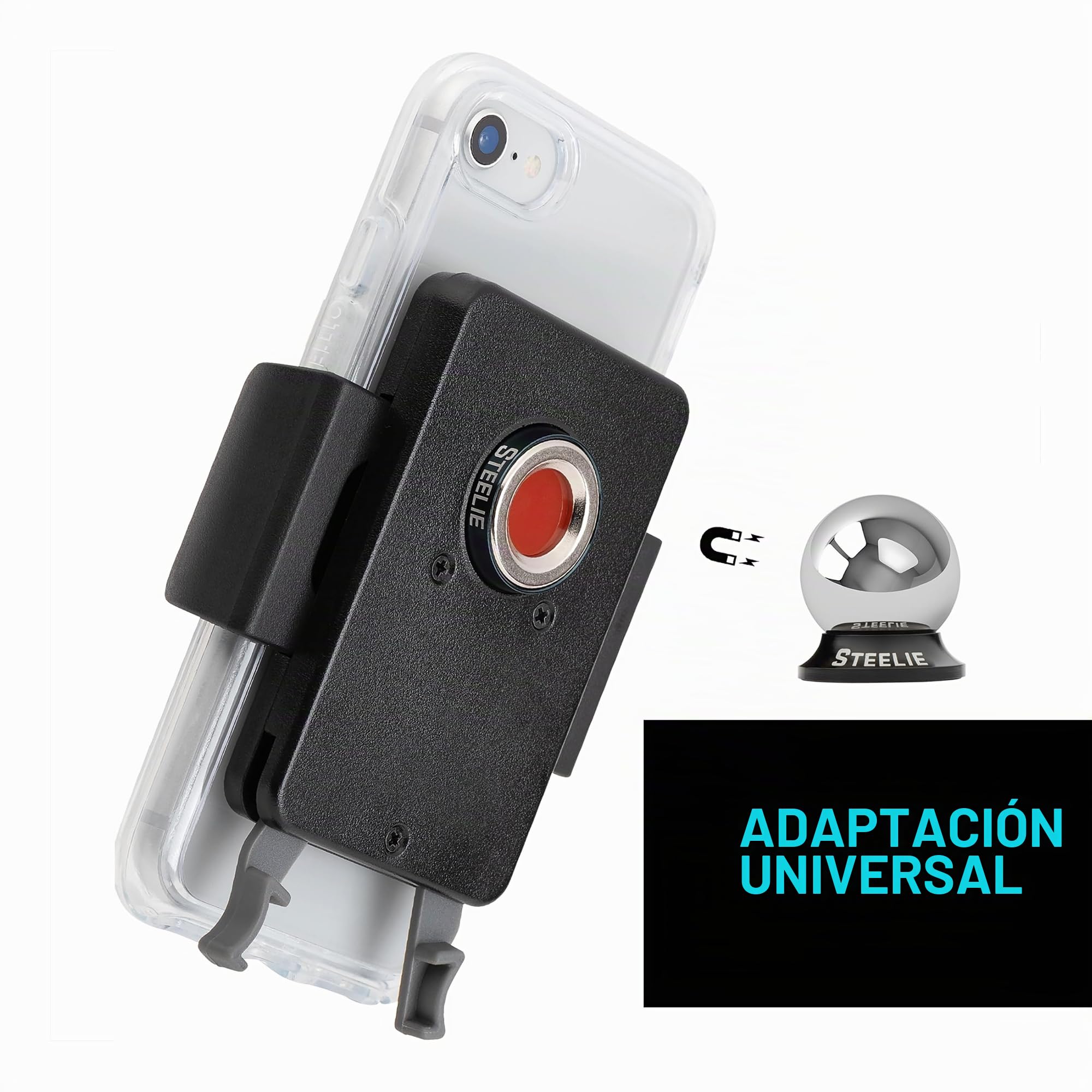 Nite Ize Steelie Squeeze Dash Kit, Soporte magnético Universal para salpicadero de Coche, Compatible con MagSafe iPhone 12 Pro MAX/Mini/Galaxy/Edge/Google Pixel y más
