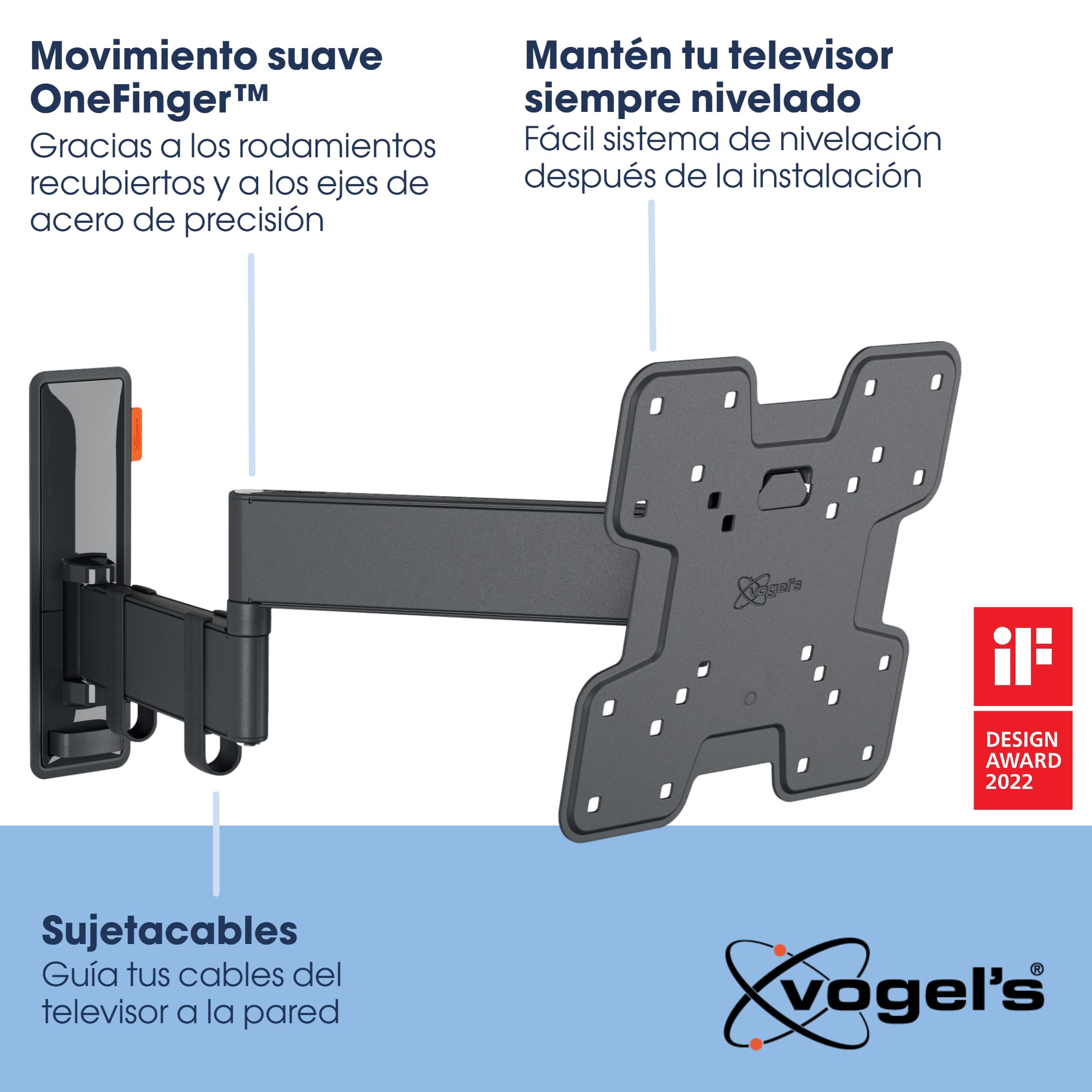 Vogel's TVM 3245 Soporte TV Giratorio para televisores de Entre 19 a 43 Pulgadas, Máx 15 kg, Gira hasta 180º, Inclinable hasta 20º, Soporte para TV máx. VESA 200x200, Compatibilidad Universal