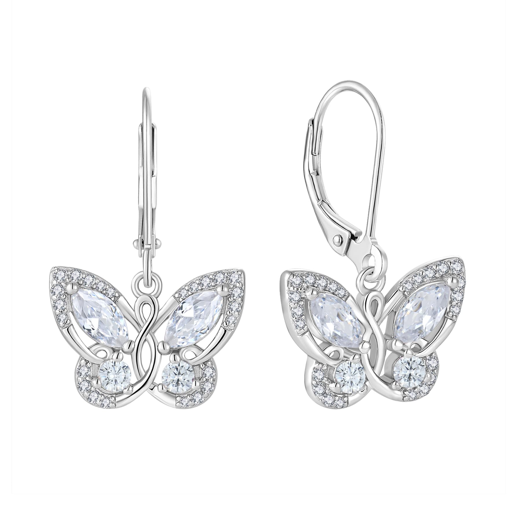 Starchenie Butterfly Earrings for Women 925 Sterling Silver Leverback Earrings Birthstone Butterfly Jewelry Gifts