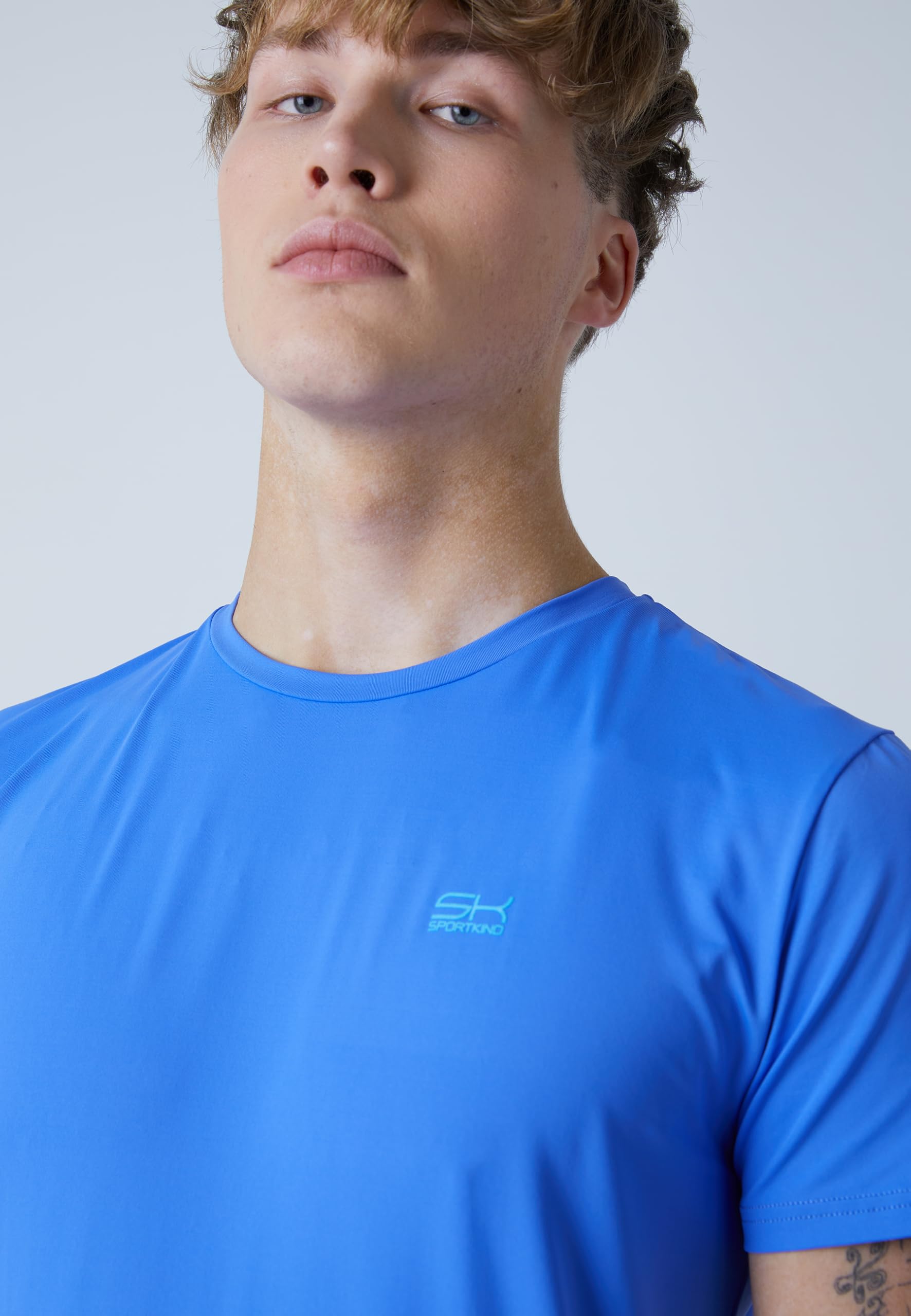 Sportkind Jungen & Herren Tennis, Padel, Running, Fitness Rundhals T-Shirt, atmungsaktiv, UV-Schutz UPF 50+, Kurzarm