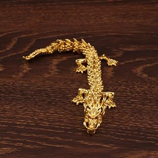 Alloy Articulated Dragon Figurine, Oriental Dragon Statue, Vintage Chinese Ornament, Collectible Desktop Sculpture for Home Tabletop Decor
