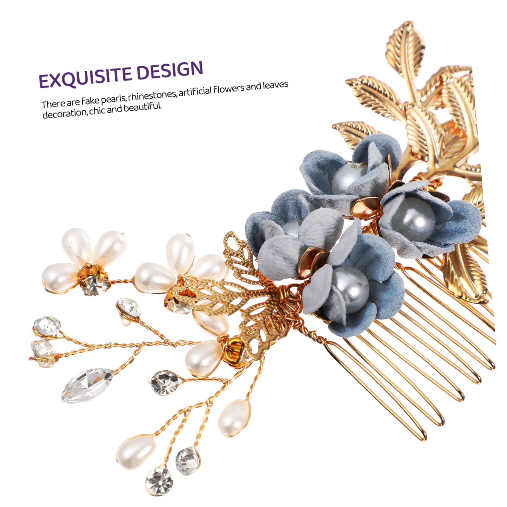 Veemoon 2set Fermagli per Capelli da Sposa Perle Strass Foglie Floreali Pettini Fatti Mano Accessori Delicati per Capelli da Donna per Nozze e Feste