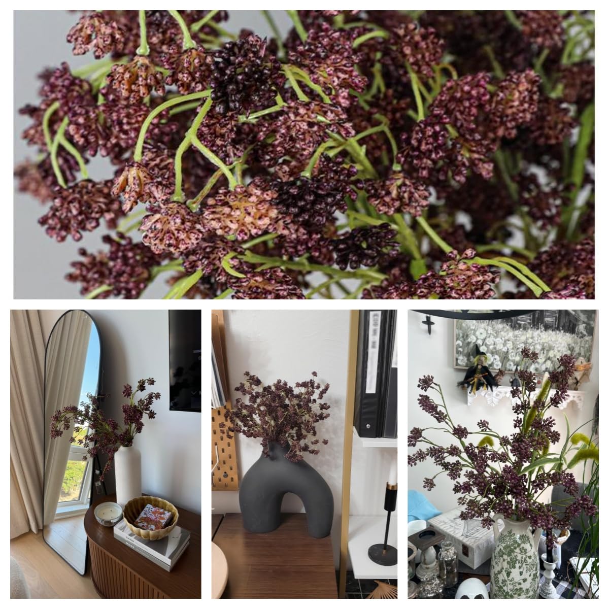 XZJMY Kunstbeeren, Herbstbeeren, künstliche weiche Pflaume, Sedum, Beeren, Stiel, für Herbst, Erntedankfest, Ernte, Weihnachtsbaum, DIY-Dekorationen (lila)