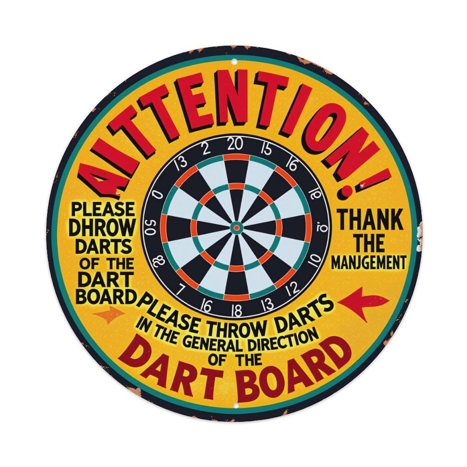 Please Throw Darts Dart Board Thank Management Metal Tin Sign Plaque