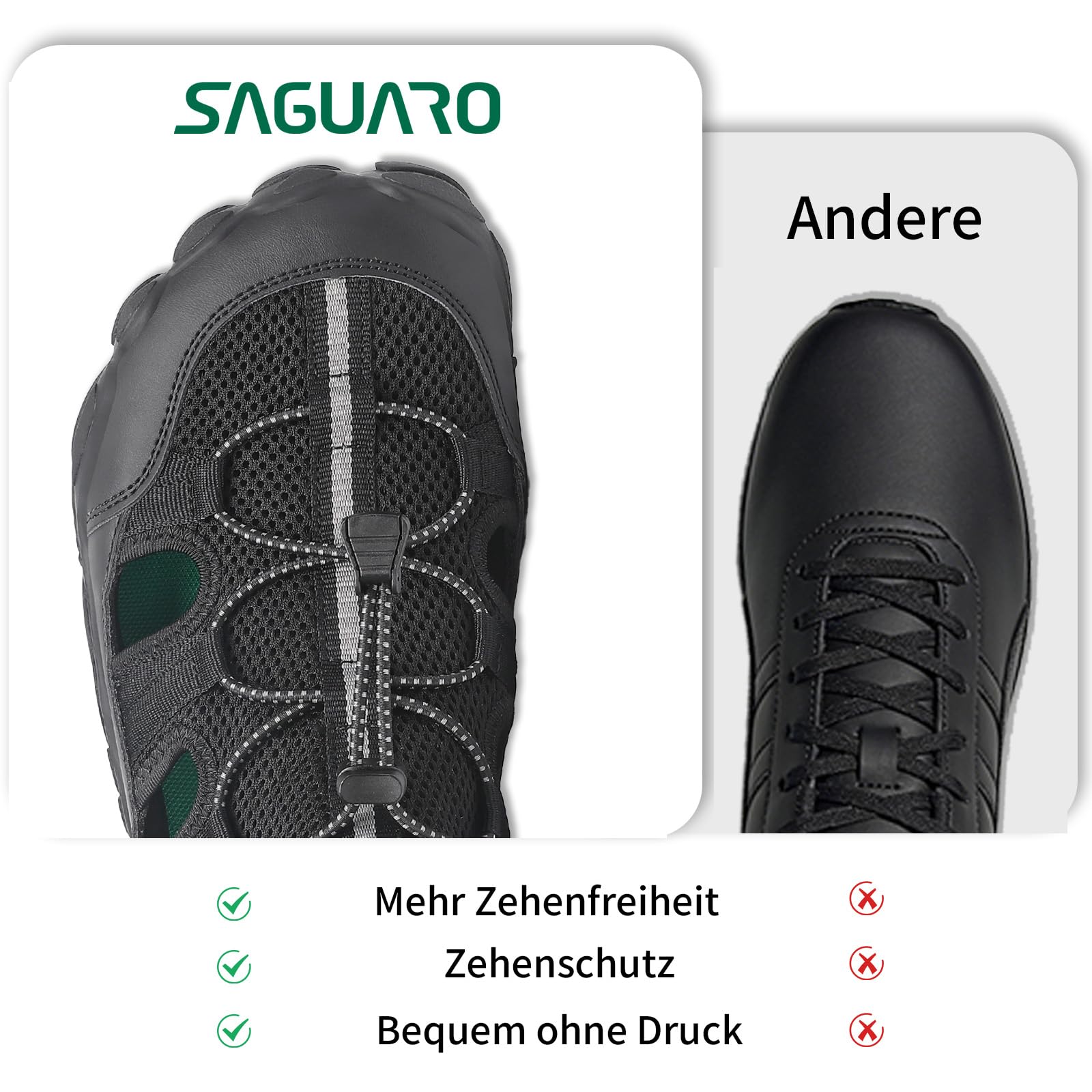SAGUARO Unisex Barfuß Sandalen Outdoor Geschlossene Wandersandalen mit Breiter Zehenbox und Zero-Drop Solhe,Gr.36-48