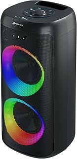 Portronics Dash 14 120W Party Speaker with Wireless Karaoke Mic, 4 Hours Playtime, Bass Boost Technology, RGB LED Lights, Dual Bass Driver, BT V5.3, USB/AUX in, Type C Charging(Black)