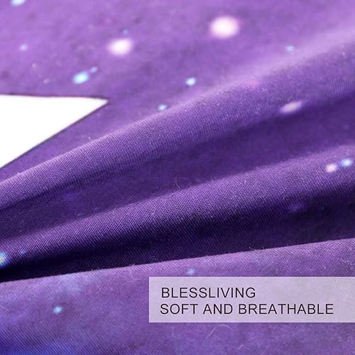 Miniatura 2 de BlessLiving Juego de cama de galaxia, luna y estrellas moradas, funda de edredón de estrella espacial celestial cósmica para adolescentes, niñas,