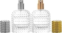 YWGStone 30ml Clear Glass Refillable Perfume Atomizer Spray Bottles 2 Pack - Portable Travel Mist Dispenser Gold Silver Nozzles