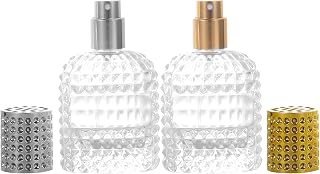 YWGStone 30ml Clear Glass Refillable Perfume Atomizer Spray Bottles 2 Pack - Portable Travel Mist Dispenser Gold Silver Nozzles