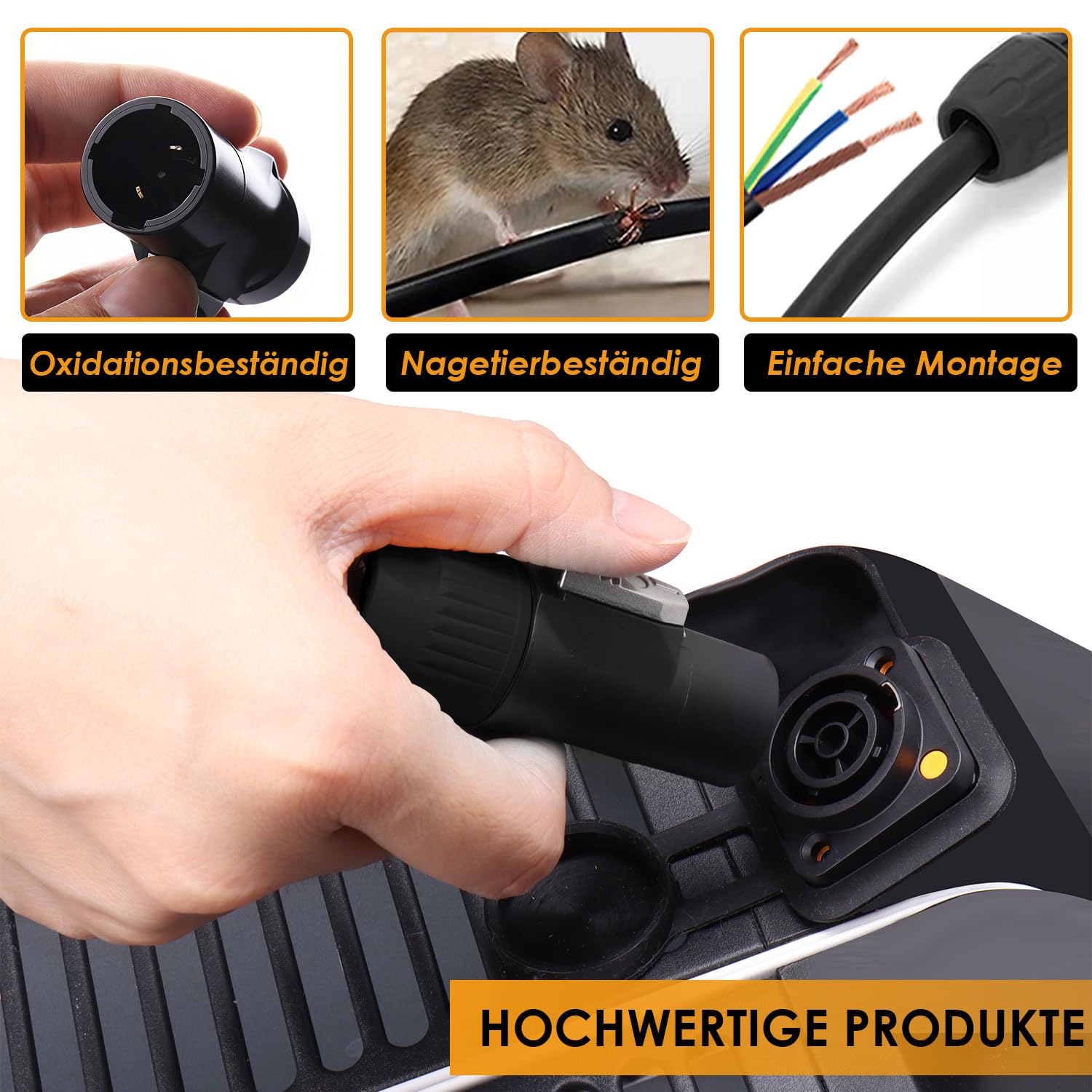 PowerCON Einbaubuchse IP65, Wasserdichter Locking PowerCON Anschluss 20A 250V, 3-Pin AC Panel Mount Steckverbinder für Bühnenbeleuchtung, LED Displays & PA-Systeme, 4 Stück