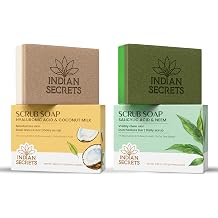 Salicylic Acid & Neem + Hyaluronic Acid & Coconut Milk Scrub Soap Bar Combo - Brightening Face & Body Soap - Dual Texture Exfoliating Cleansing Bar