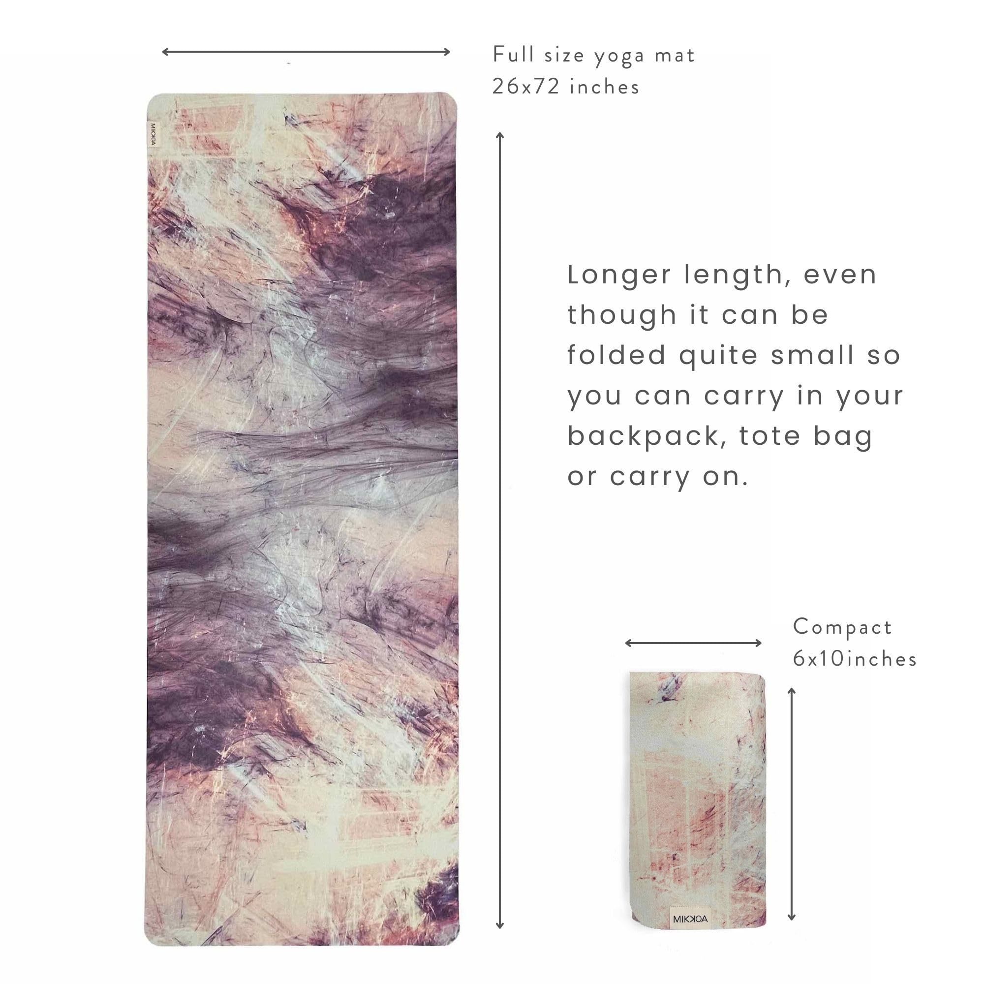 Mystic Marble - Tappetino da yoga da viaggio, pieghevole, leggero, antiscivolo, lavabile in lavatrice, colore: verde