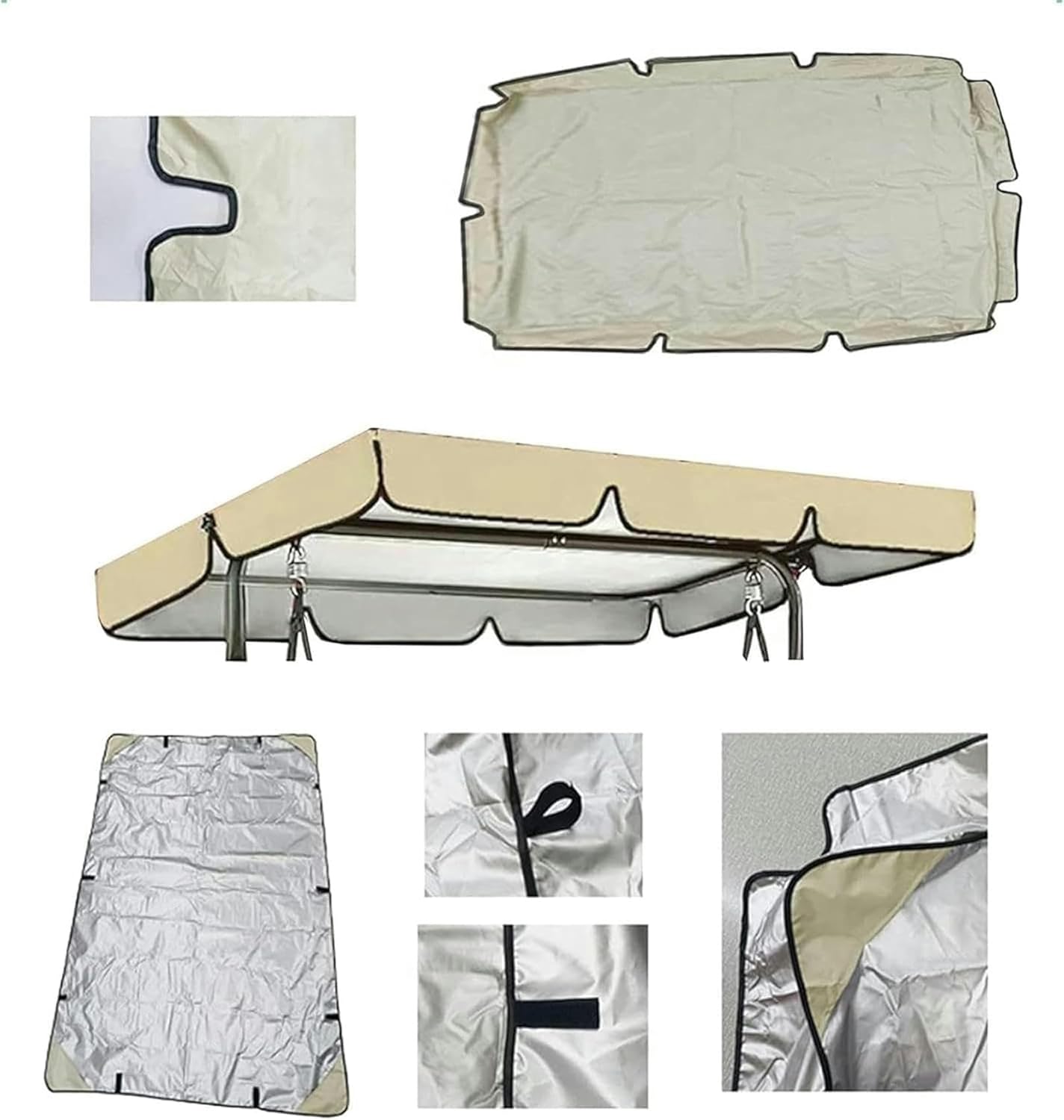 Swing Canopy Swing Canopy Replacement Swing Cushion Cover 2 3 Seater, Waterproof Garden Seater Sun Shade Porch Hammock Patio Swing Cover 210D Oxford Fabric.