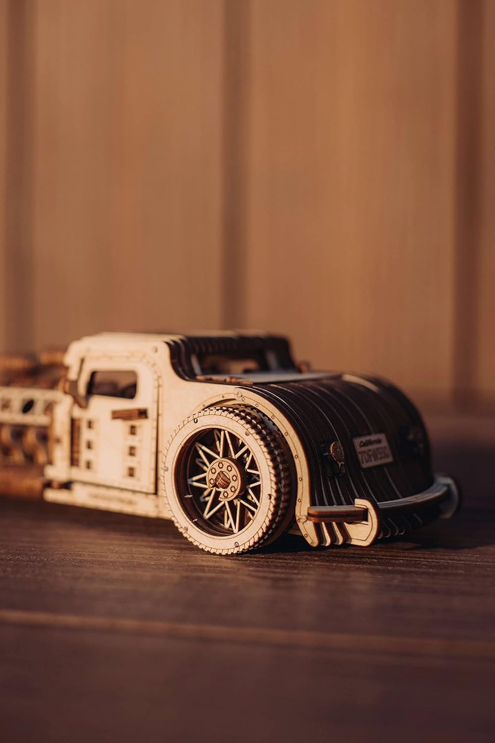 Wood Trick Hot Rod Wooden Model Car Kit to Build - Rides up to 32 feet - Detailed - 3D Wooden Puzzles for Adults to Build - Engineering DIY Mechanical Wood Model Kits for Adults