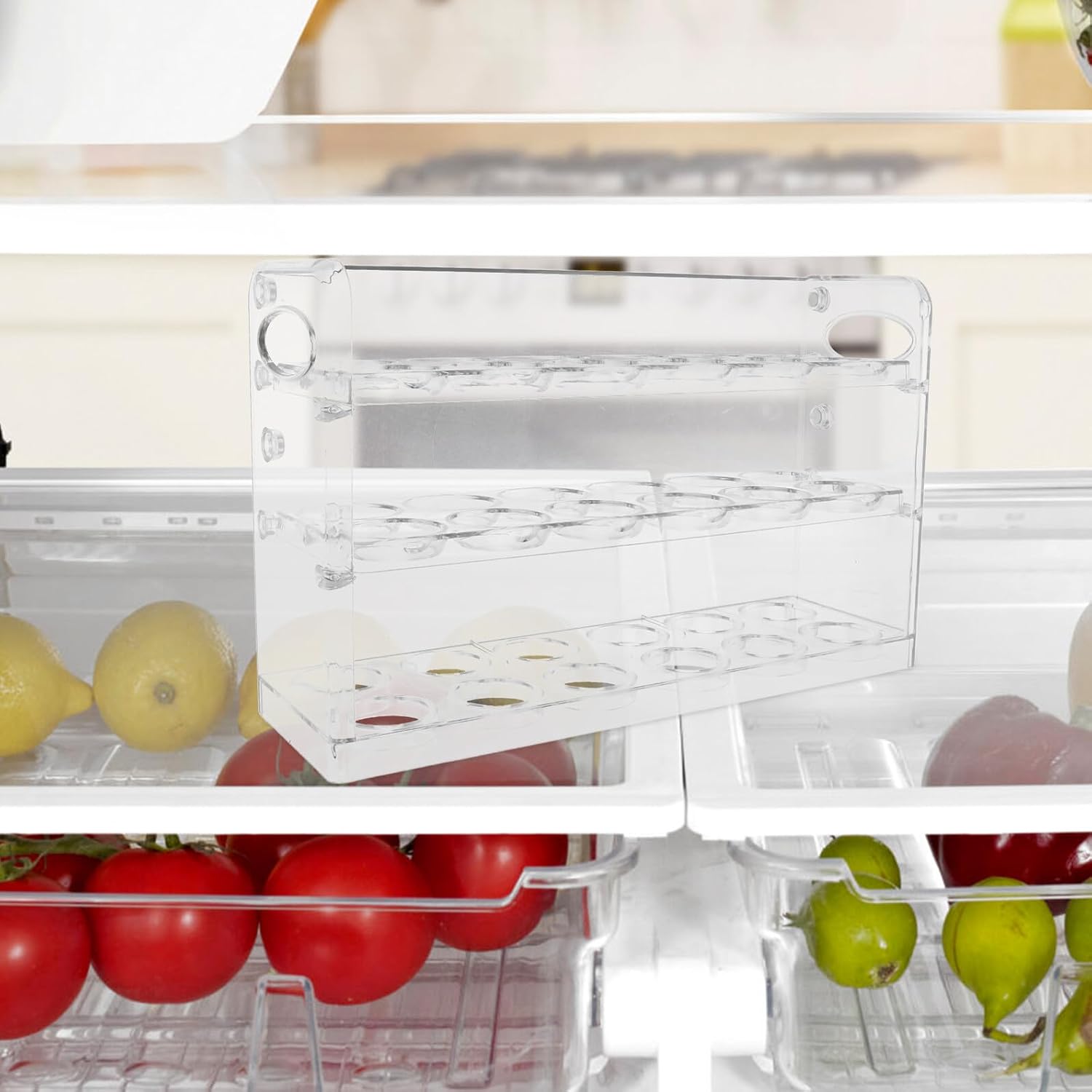 Generic Refrigerator Egg Storage Container Egg Holder for Fridge Door with Rotatable Tray Organizer for Kitchen Storage