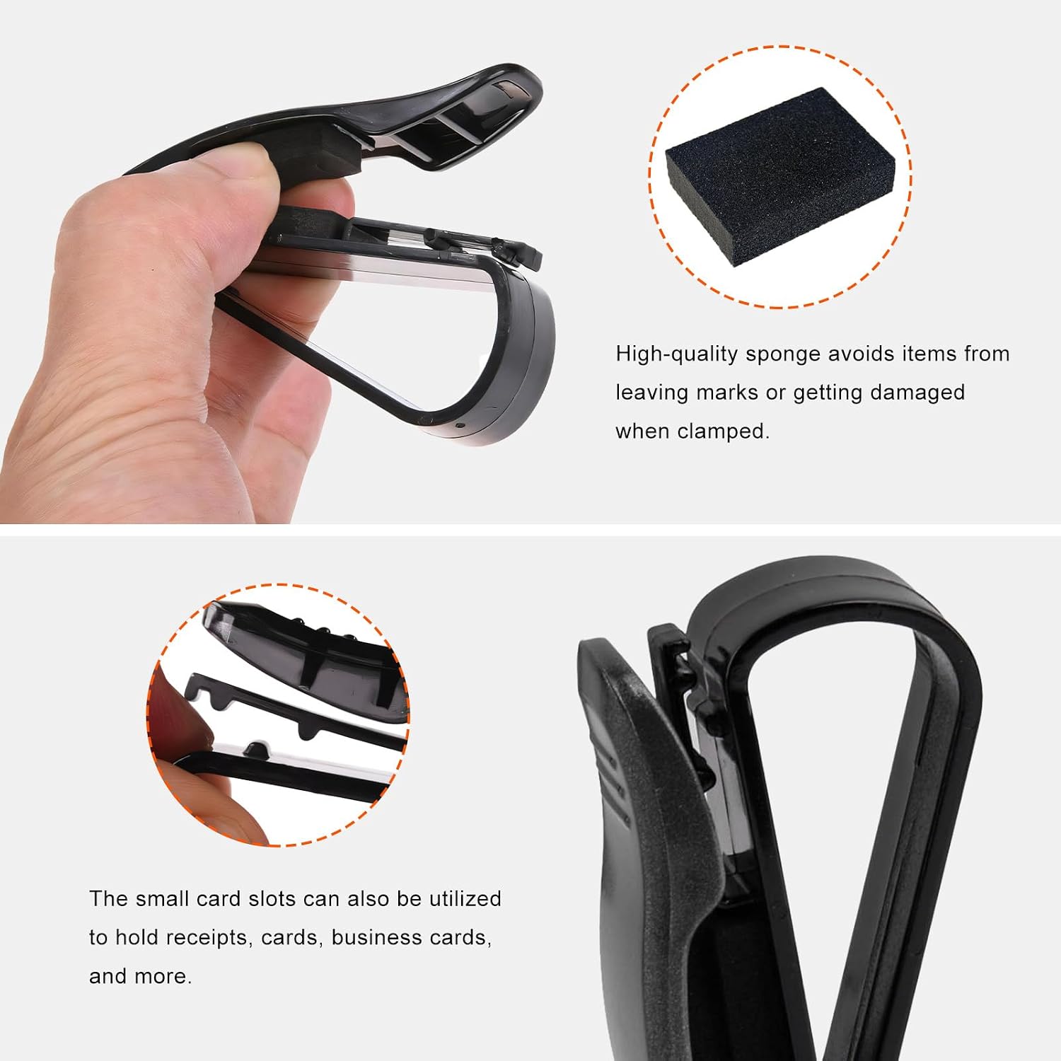 2 PCS Sunglass Holder for Car Sun Visor, Multifunctional Auto Eyeglass Mount with Ticket Card Clip, Universal Portable Glasses Clip Visor Organizer for Most Vehicles image 3