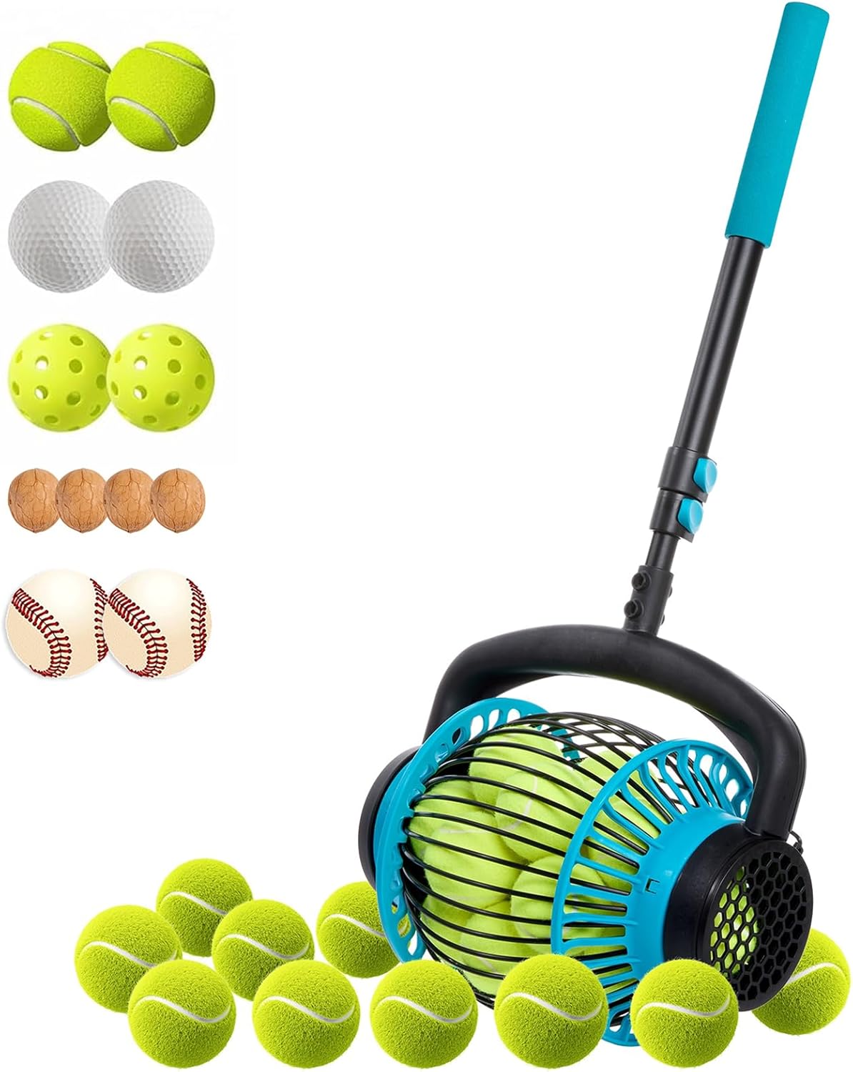 Acorn Picker Upper Roller - Walnut Picker Upper Foot Operated Release,Directly Dump Outlet Nut Gatherer, Walnuts,Hickory,Sweet Gum Balls,Magnolia Seeds,Pecan, Golf Balls