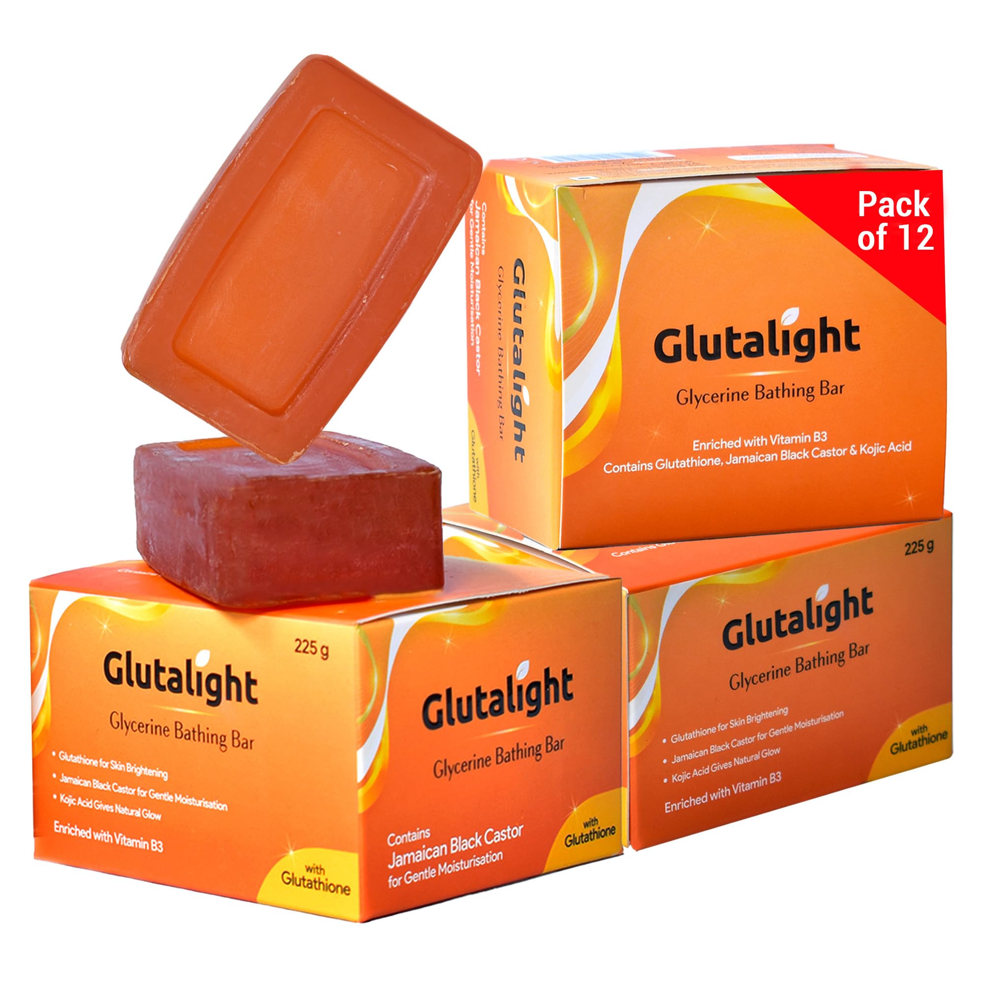 Glutalight Glycerin Soap| Glutathione | Kojic acid soap | Skin Brightening & Lightening Soap | With goodness of Black Castor| Bath Soap