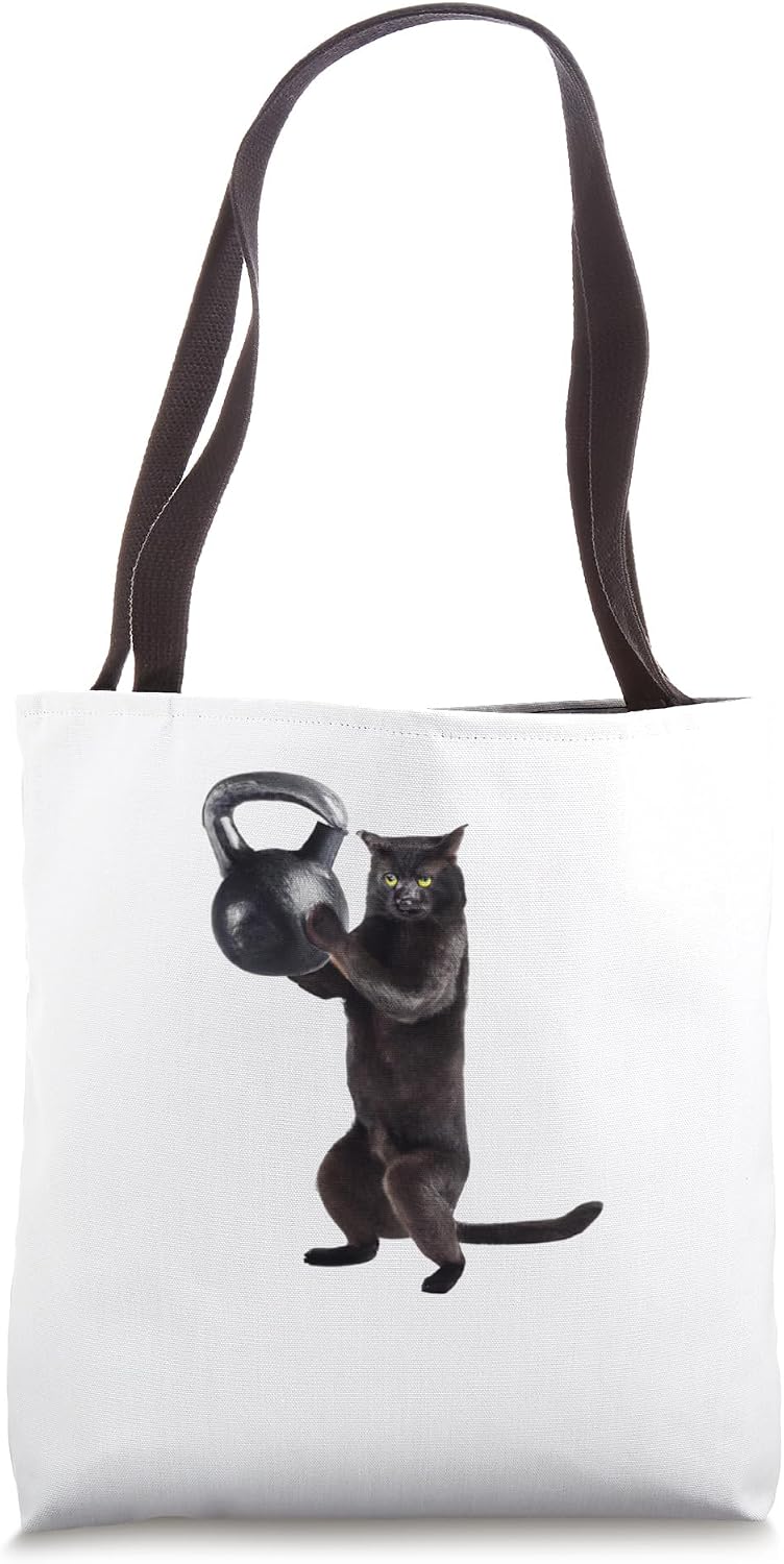 Kettlebell Workout Retro Fitness Gym Tote Bag