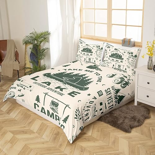 Miniatura 4 de Castle Fairy Funda de edredón con temática de campamento, tamaño Queen, funda de edredón con 2 fundas de almohada para adolescentes, adultos, niños,