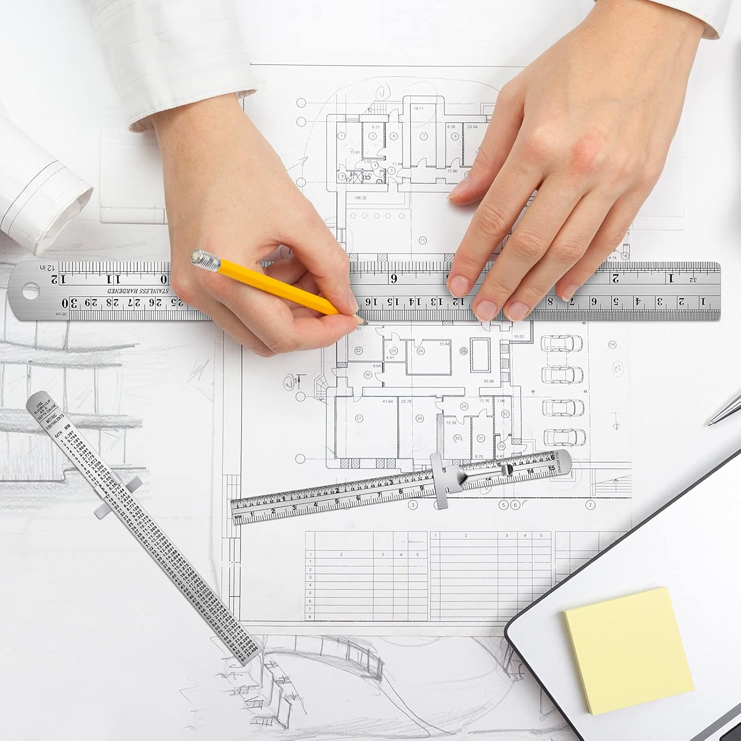 Buy Pocket Ruler 6 Inch and 12 Inch Metal Rulers with Inch and Metric ...