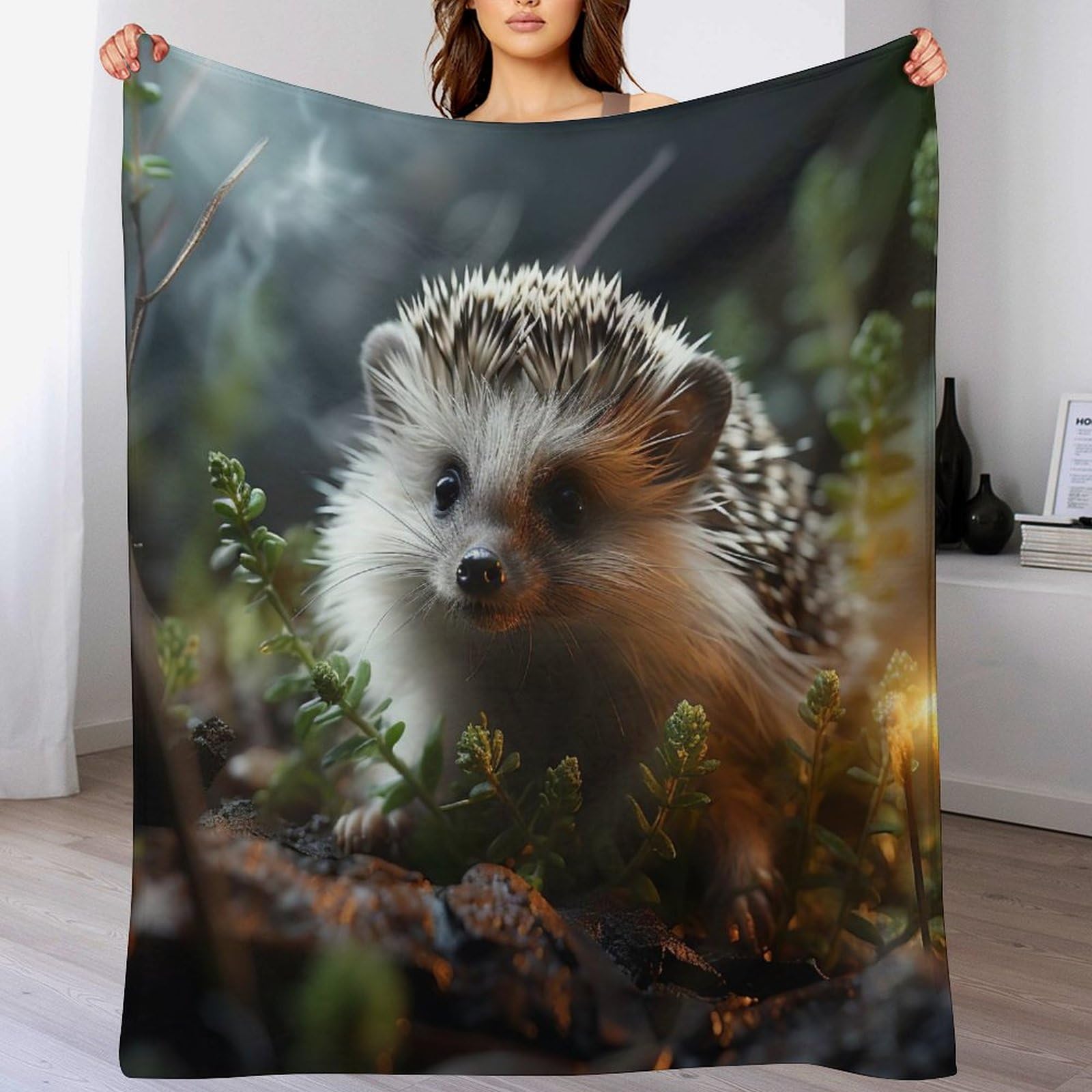 Couverture polaire hérisson en flannel légère super douce et thermorégulatrice