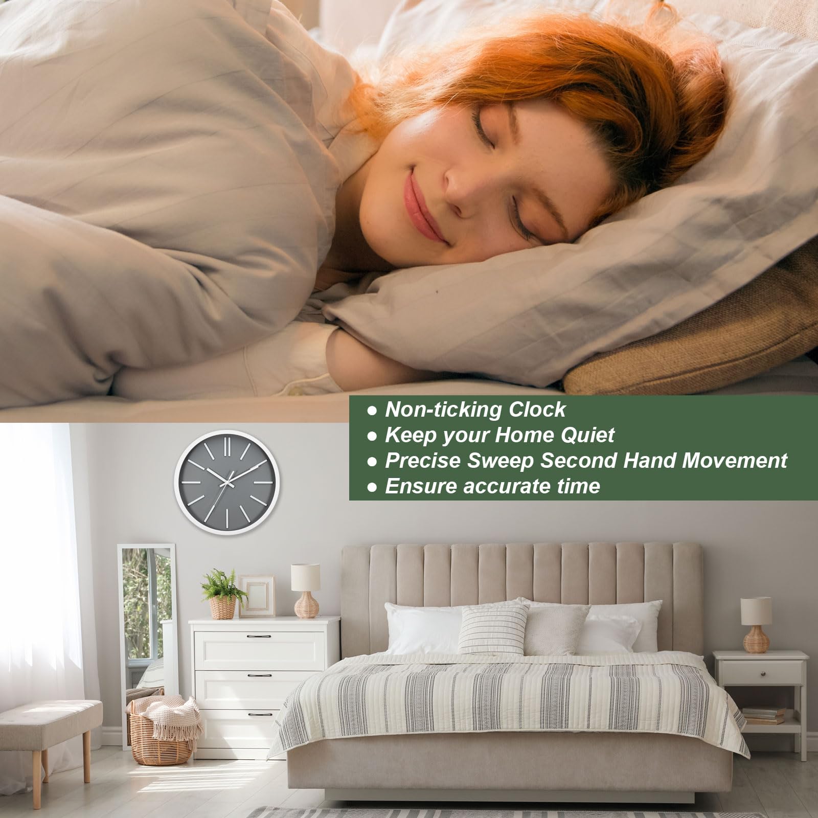YOKIVE Wall Clocks, Operated Silent Non-Ticking Round 3D Wall Clocks Modern Clock, Great for Office Bedroom, Living Room - Image 4