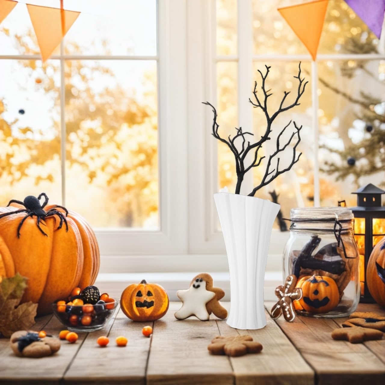 Cabilock 4Pcs Plastic Tree Branches for Crafts, Black Christmas Decorative Twigs, Coral Antler Dried Tree Branches for Vases