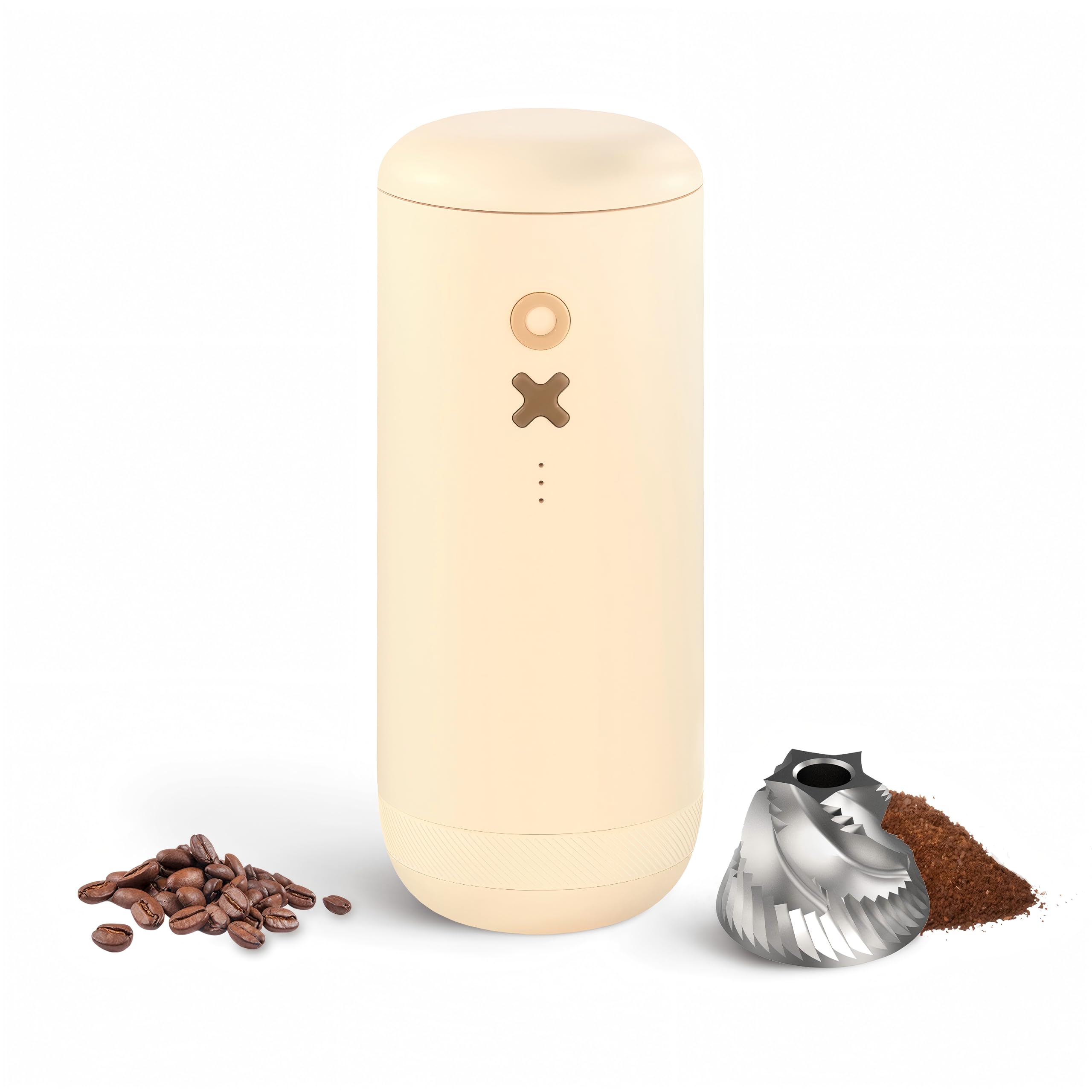 Nuttii Elektrische Kaffeemühle – leise, Mini, wiederaufladbar, über USB wiederaufladbar, verstellbare konische Fräsmühle, 20 Mahlgradeinstellungen für Espresso, Pour-Over, French Press, Moka