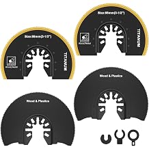 4Pcs Oscillating Saw Blades Set Universal Semi Circle Titanium Bimetal Saw Blades Multipurpose High Carbon Steel Saw Blades Segment Saw Blade for Cutting Wood Plastic4PCS