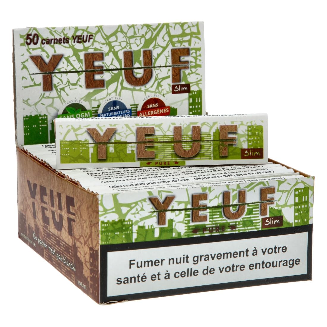 FEUILLES A ROULER SLIM YEUF PURE - BOITE DE 50 PAQUETS