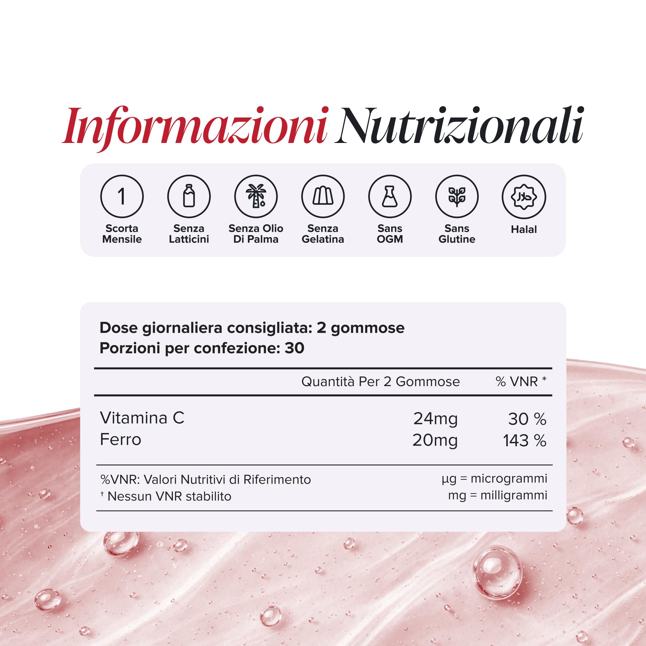 Ferro Senza Zucchero, 20 mg, 60 Gommose, Novomins | Aiuta a Ridurre la Stanchezza, Sostiene i Globuli Rossi, con Ferro e Vitamina C, Vegano, Halal, Testato da Eurofins