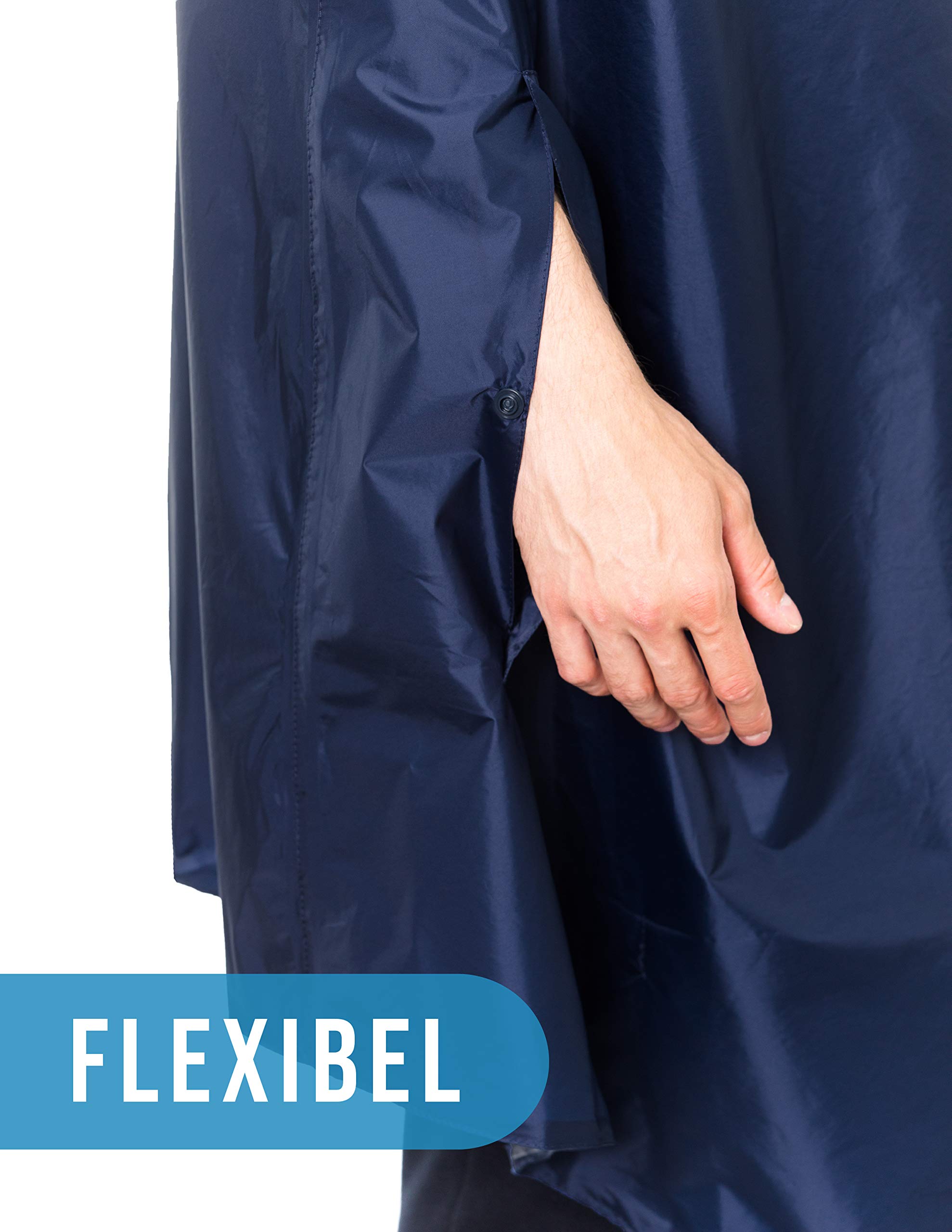 HOCK Poncho de lluvia para bicicleta 'Rain Light' con capucha y apertura lateral de los brazos, capa de lluvia extra ligera para hombre y mujer – Poncho de bicicleta 100,0% impermeable, incluye correa