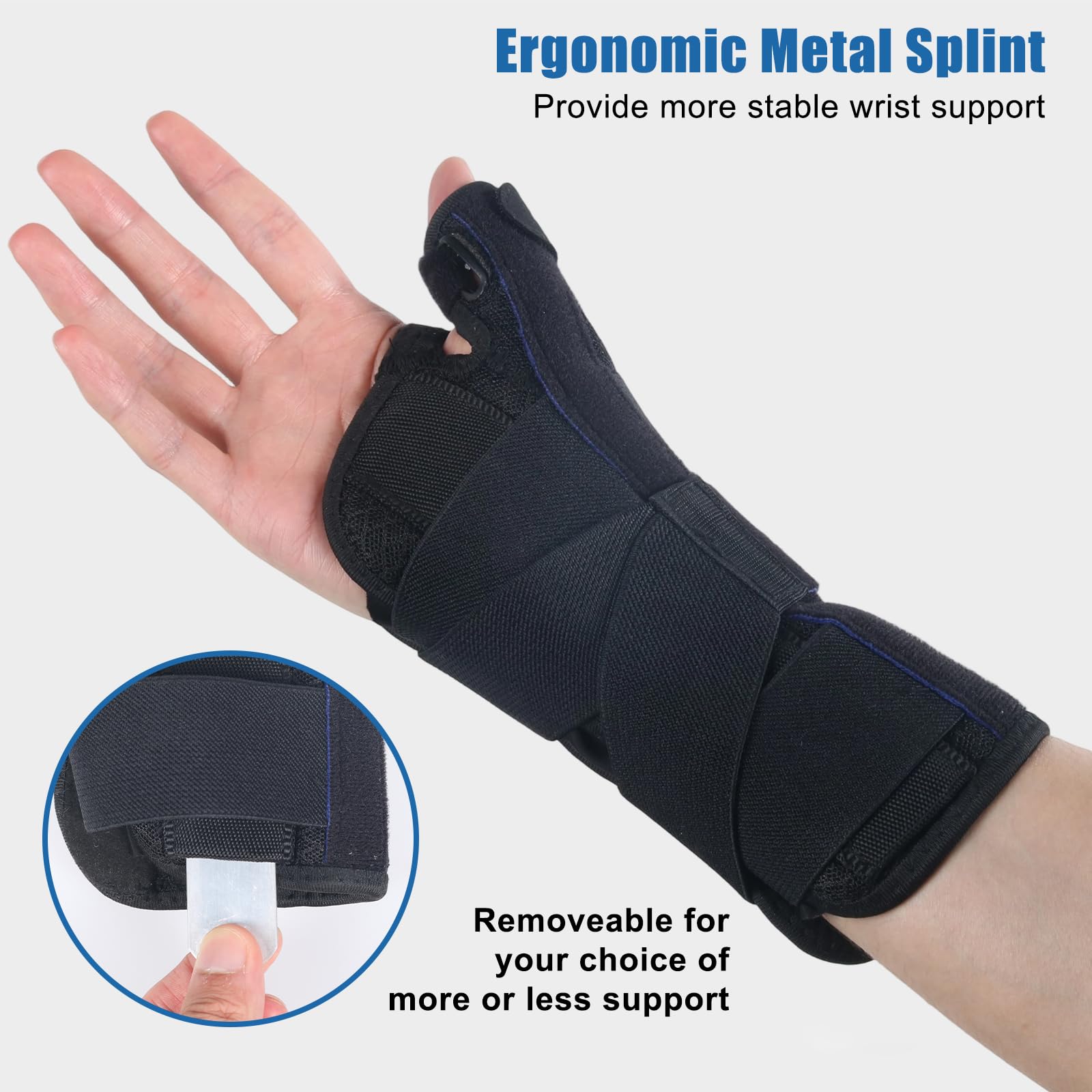 NuCamper Carpal Tunnel Wrist Brace with Thumb Support, Thumb Brace Spica Splint for Tendonitis, De Quervains Tenosynovitis, Trigger Thumb Splint Wrist Support for Men Women - 3