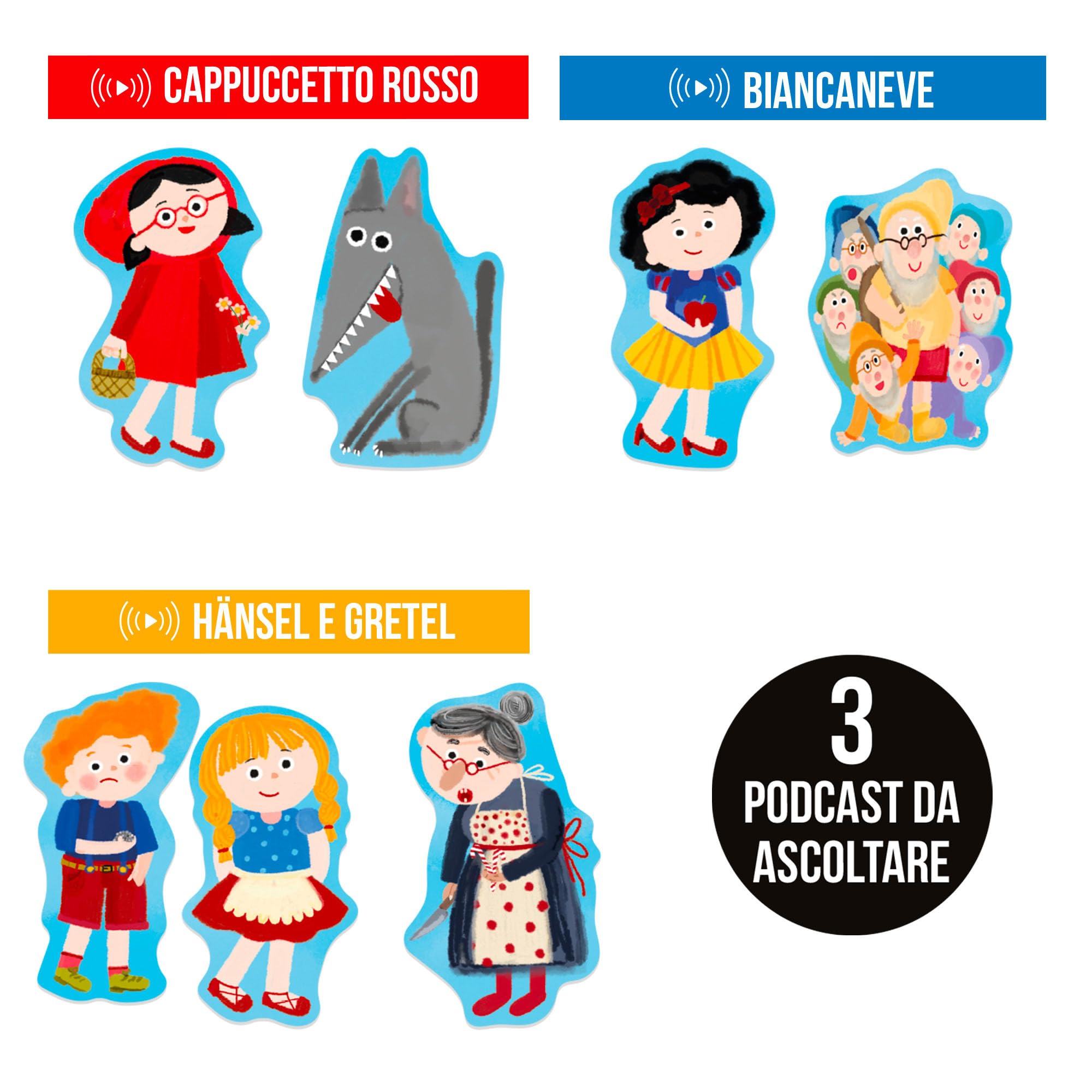 HEADU - Flashcards Raccontafiabe - Ascolto, racconto e invento! | Gioco Educativo Bambini 2 3 4 Anni, Ascolta le Fiabe, Gioca con i Personaggi, Idea Regalo Natale Bambino 2 3 4 Anni, Made In Italy