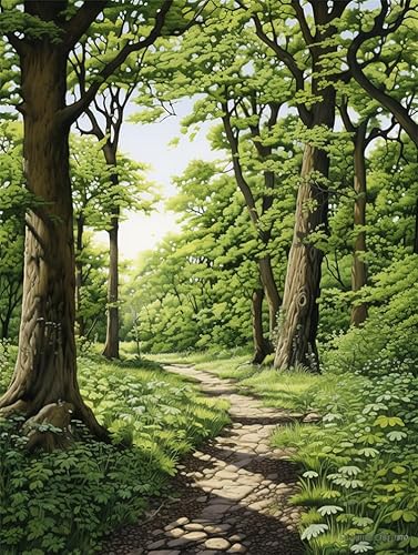 Ecucu H Cross Stitc Kits For Adults, Trees Forest Landscape, Advanced Pre-Printed Stamped Embroidery Kit 11Ct Diy Cross Stitc Craft Kit