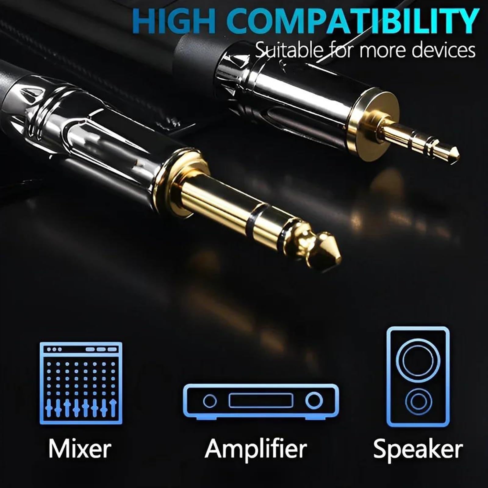Pro Audio kabel Kabel Stereo 3,5 Do 6,35 Cala, 1/8 Cala Męski TRS Do 1/4 Cala Męski TRS, Do Wzmacniacza Gitarowego, Przepływ W Obu Kierunkach(5m)
