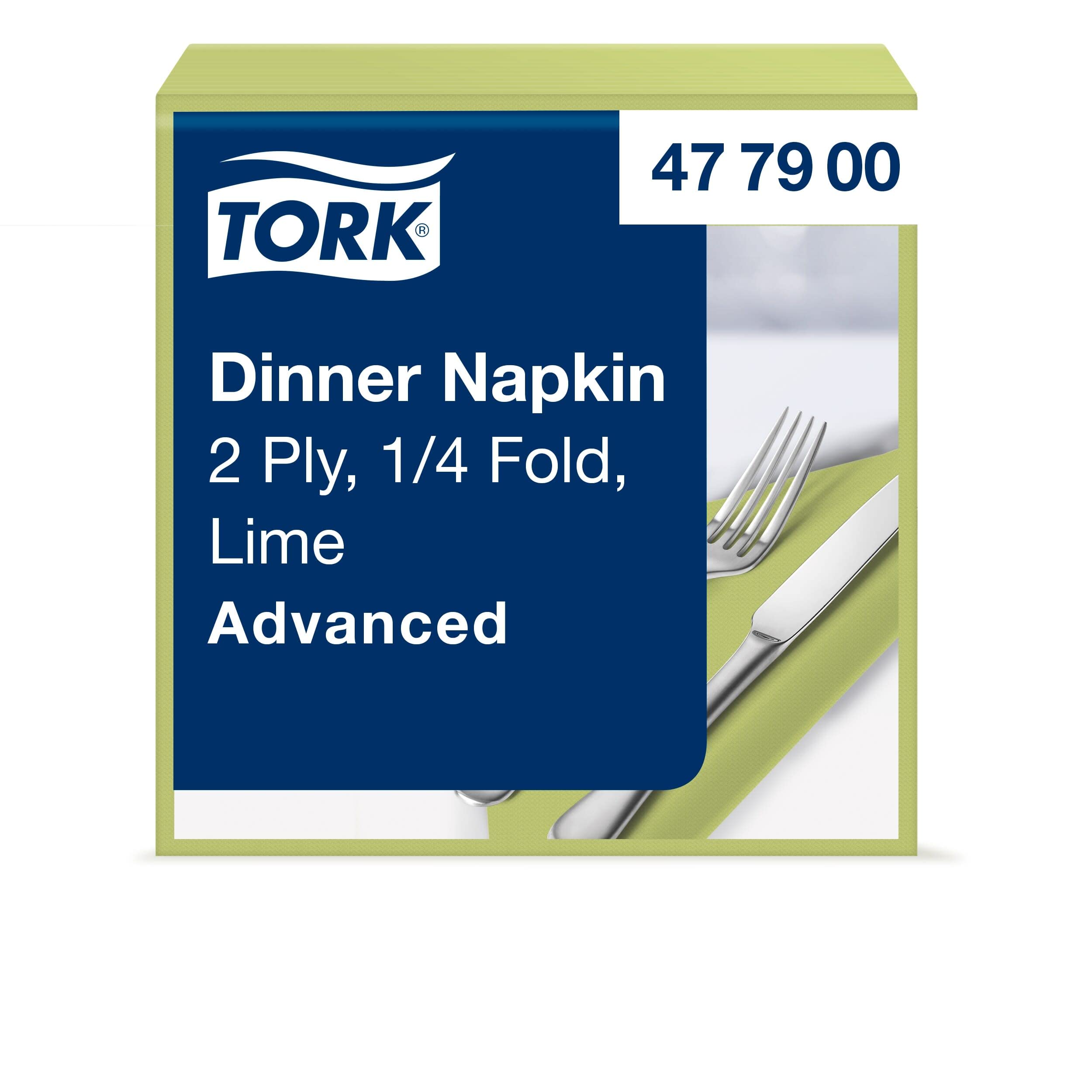 Tork 477900 Dinner Servilletas para cena/dos capas/pliegue 1/4 / color verde lima / 12 paquetes x 150 unidades (1800 servilletas) / 39 cm x 39 cm/Advanced