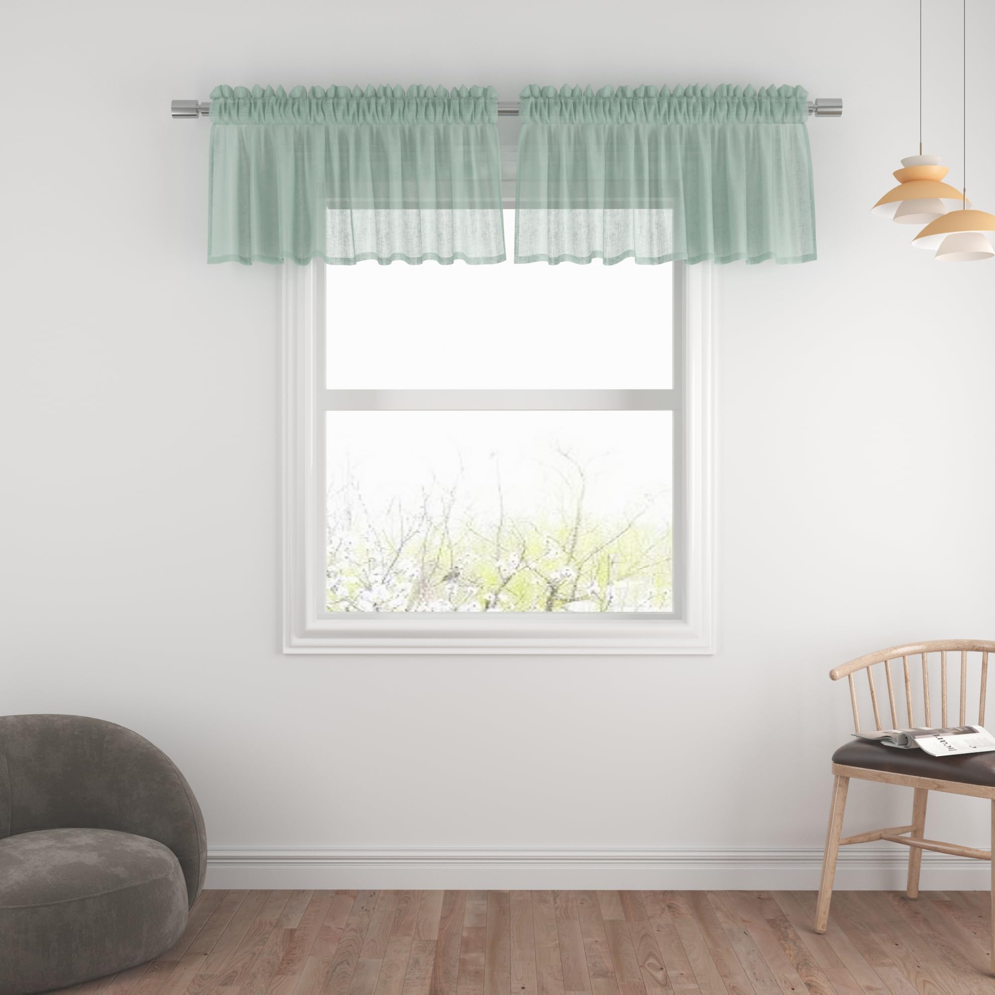 Cenefa verde polvorienta UPOPO de 15" para cocina y sala de estar con paso de luz natural