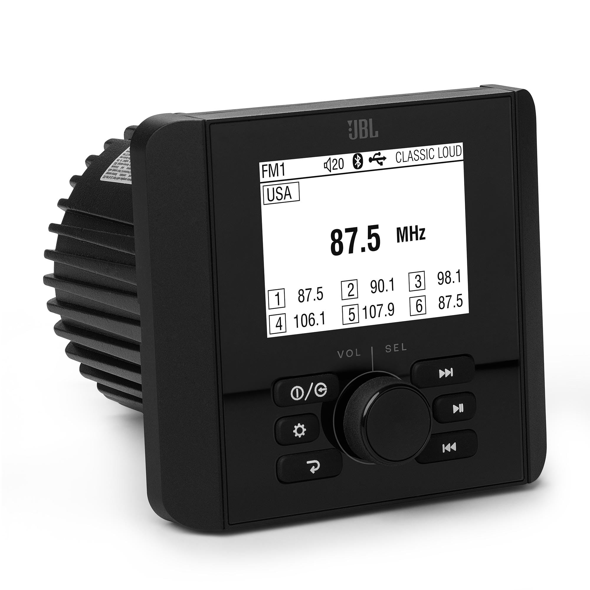 JBL JAM3000 Gauge-Mount Marine Receiver with AM/FM, High Power Output, Bluetooth with SPXRZRDASH2 Polaris RZR 2019+ 3” Aftermarket Multimedia Dash Kit