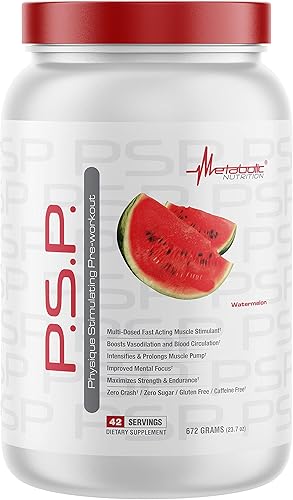 Nutrición Metabólica P.S.P. Physique Estimulating PreWorkout 23.70oz Sin Sin Cafeína De Azúcar (Sandía)