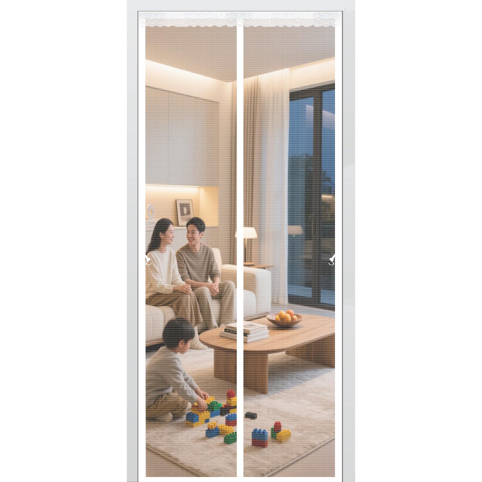 Rideau moustiquaire aimantée 270x110 pour porte blanche anti-insectes